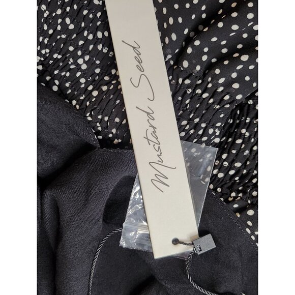 Mustard Seed little black dress Large 3/4 Sleeves Drop Waist ruffles polka dots - Picture 12 of 12